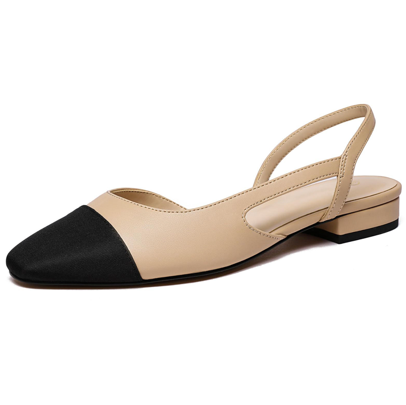 Women’s Elegant Slingback Flat Shoes – Chic Square-Toe Casual Flats with Adjustable Strap