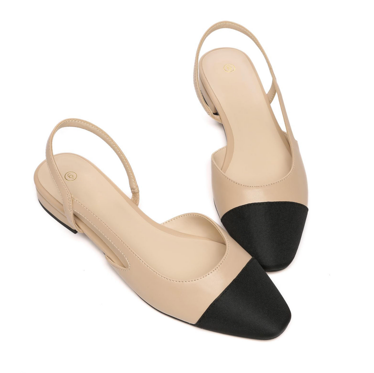 Women’s Elegant Slingback Flat Shoes – Chic Square-Toe Casual Flats with Adjustable Strap