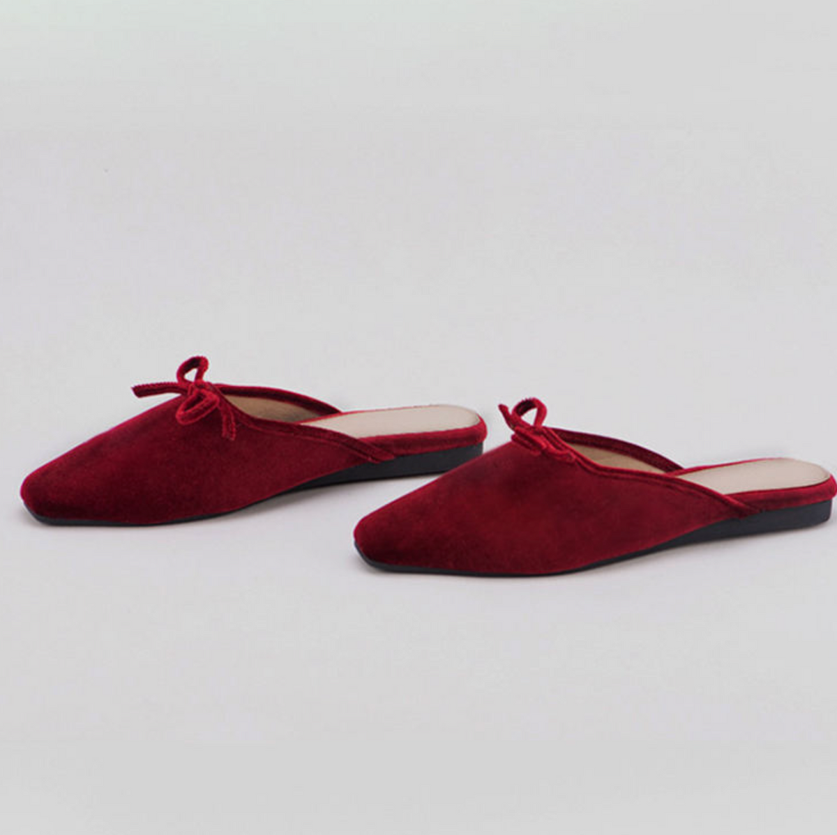 Women’s Elegant Bow Flat Slides – Chic Square-Toe Slip-On Shoes for Everyday Style