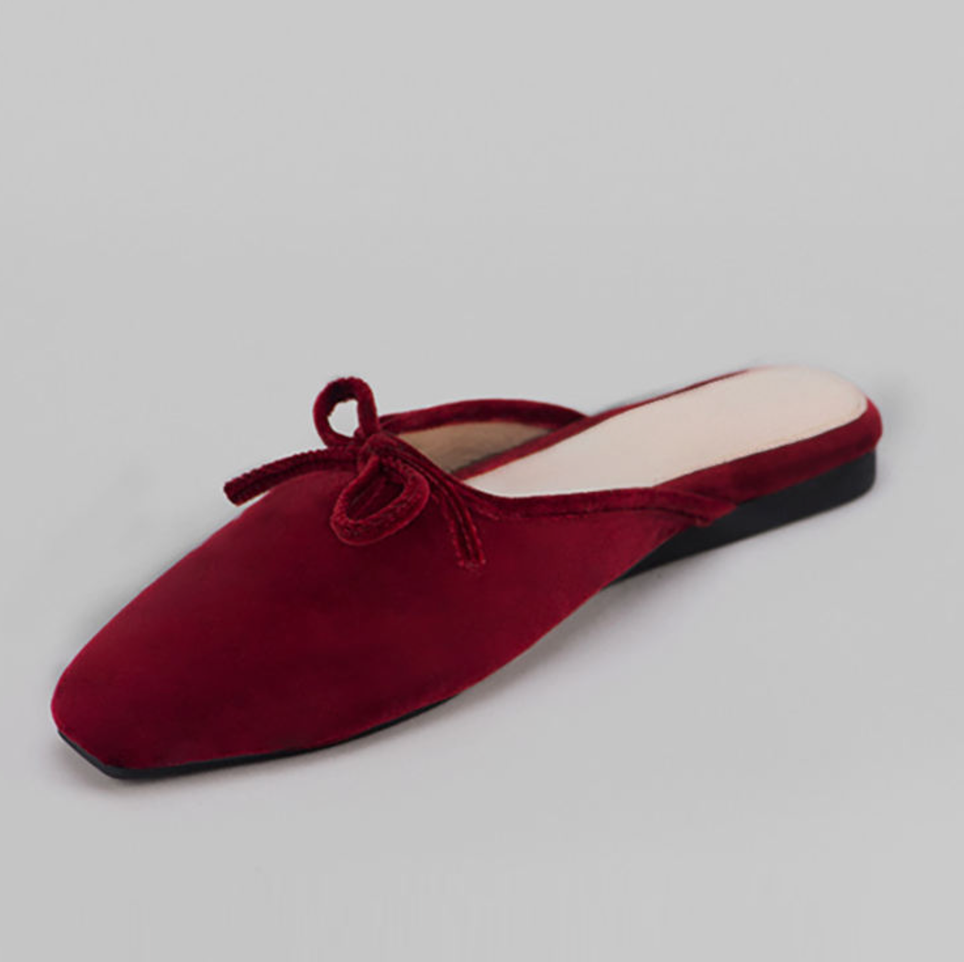 Women’s Elegant Bow Flat Slides – Chic Square-Toe Slip-On Shoes for Everyday Style