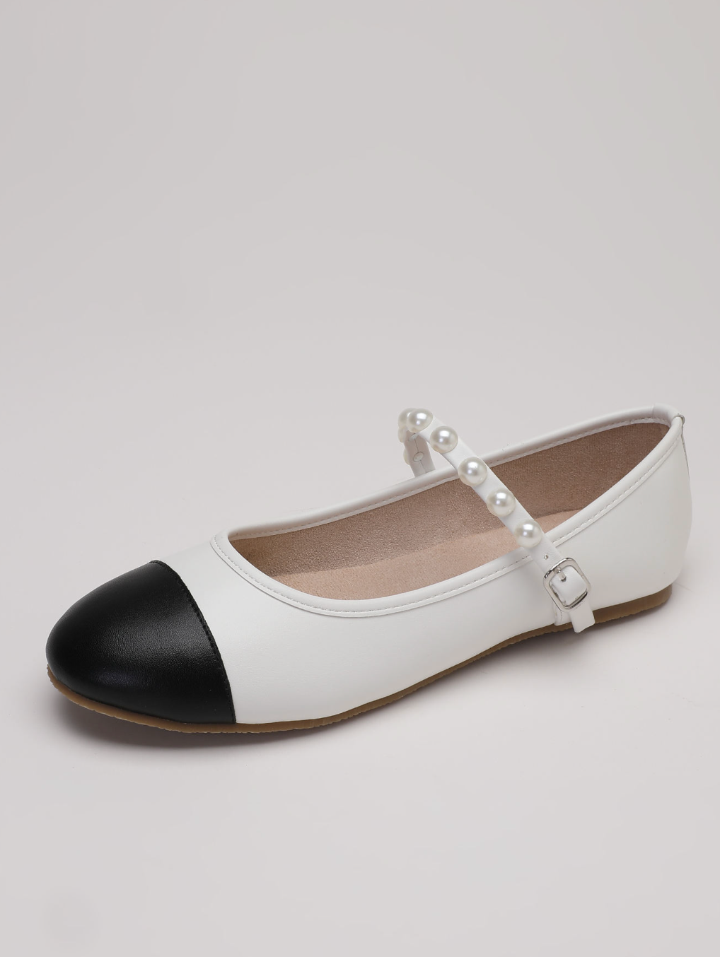 Women’s Two-Tone Mary Jane Flats – Elegant Round-Toe Strap Shoes with Chic Vintage Style