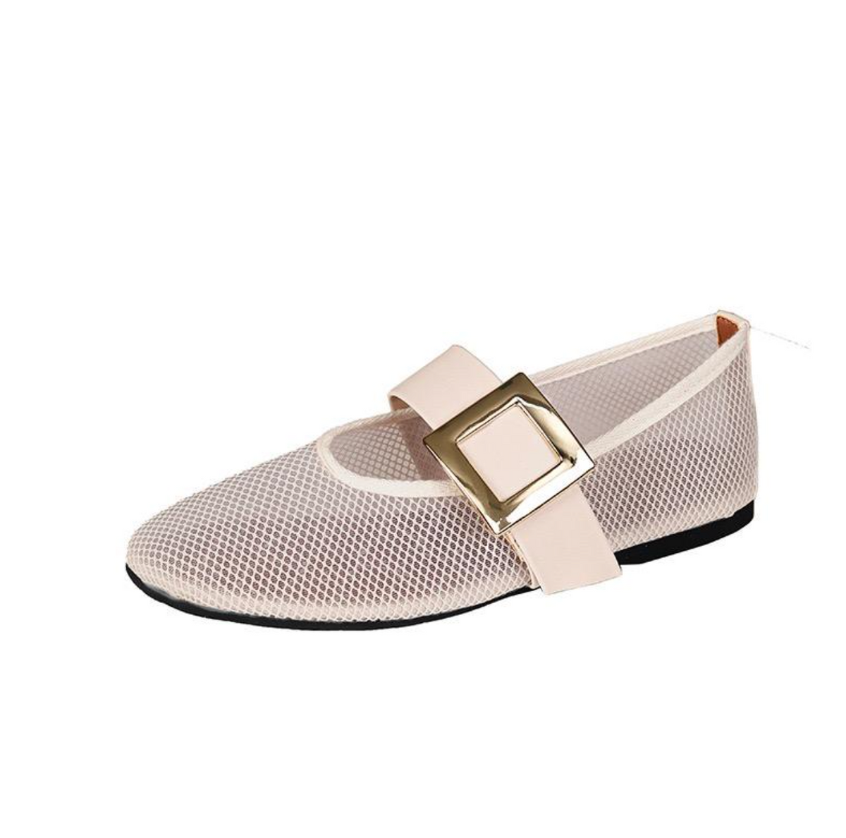 Women’s Mesh Flat Shoes – Breathable Round-Toe Strap Flats with Elegant Vintage Style