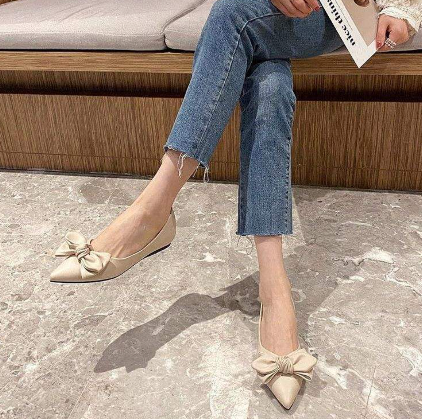 Women’s Elegant Pointed-Toe Flat Shoes – Korean-Inspired Chic Slip-On Flats for Everyday Wear